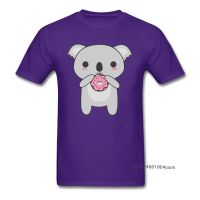 Tops Tees Men T-Shirt Purple Sweatshirts Kawaii Tshirt Koala Eating A Donut Summer/Autumn Cotton Fabric Mens T Shirt Comics New