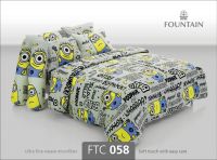 ผ้าปูที่นอนฟาวน์เทน FOUNTAIN รหัสสินค้า FTC058 ลายมินเนี่ยน สีเทา MINIONS ลิขสิทธิ์แท้ ขนาด 3.5ฟุต 5ฟุต และ 6 ฟุต สำหรับที่นอนสูง 13 นิ้ว