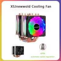 XSJnewwold 6ท่อความร้อนแบบดูอัลทาวเวอร์เครื่องระบายความร้อนซีพียูเย็น9ซม. พัดลม RGB รองรับพัดลม2ตัวพัดลม CPU 4ขาสำหรับ LGA 1155 1356 1156 1366 2011