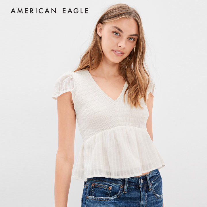 american-eagle-v-neck-smocked-babydoll-blouse-เสื้อเบลาซ์-ผู้หญิง-เบบี้ดอล-คอวี-ewsb-035-4961-106