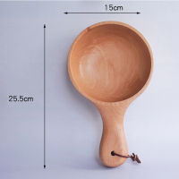 Long Handle Bowl Beech Wood Salad Bowl Fruit Pizza Bowl Water Scoop Bowl Tools For Baking Pastry Making 1 Pc Exquisite