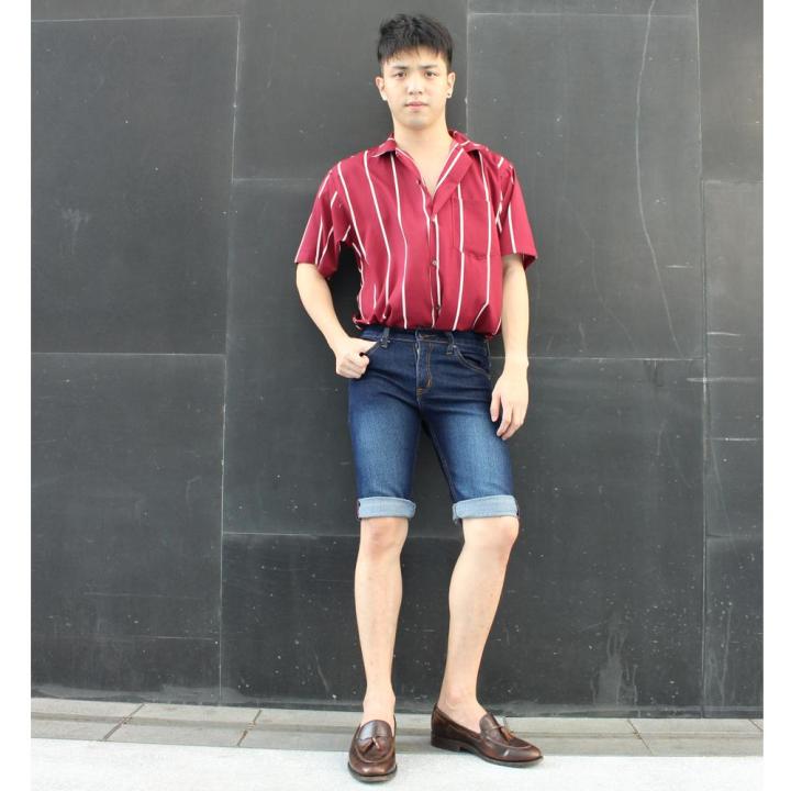 golden-zebra-jeans-กางเกงยีนส์ชายขาสั้นสไตล์เกาหลีฟอกด่าง-เเฟชั่นคลายร้อน-sizeเอว28-36