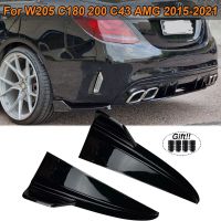 แผ่นกระจายแสงตัวแยกคานาร์ด Bemper Belakang ฝาครอบสปอยเลอร์ข้างสำหรับ Mercedes Benz W205 C180 C200 C260 C43 AMG 2015-2021อุปกรณ์เสริมรถยนต์