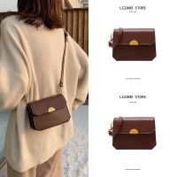 Seasons high-end niche design brown retro small square bag womens bag 2023 new fashion all-match Messenger 【BYUE】