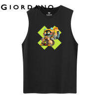 GIORDANO Men Yaochacha Series T-Shirts Crewneck Sleeveless Fashion Tee 100% Cotton Print Simple Casual Summer Tee 91093081