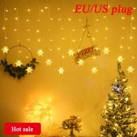 ♂☒ 2024 Christmas Snowflake Curtain LED String Lights Decor Fairy Holiday Party New Years Decoration Indoor/Outdoor Wave Lighting