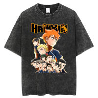 Harajuku Man T เสื้อ Vintage ล้างแฟชั่น Hip Hop อะนิเมะ HaikyuuT เสื้อผู้หญิง Casual Streetwear Tees Tops เสื้อยืดคุณภาพสูง