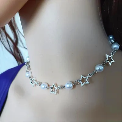 Vintage-inspired Necklace Trendy Pendant Necklace Hollow Star Pendant Necklace Women Fashion Jewelry Pearls Bead Necklace