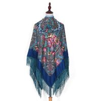 【CW】 Floral Printed Russian Scarf Soft Cotton Bandana Fringed Shawls Women  39;s Muslim Hijab