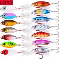 【hot】▨❣﹍ 14PCS 10g 15g 20g Metal Jig Set Slow Shore Casting Jigging Trout Tuna Sea Bass Hard Bait Fishing