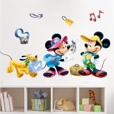 disney mickey minnie pluto take a photograph wall stickers bedroom home decor cartoon wall decals pvc mural art posters