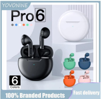 YOVONINE Air Pro 6 TWS หูฟังบลูทูธพร้อมไมโครโฟนหูฟังตัดเสียงรบกวนชุดหูฟังสำหรับฟังเพลงเล่นเกมหูฟังไร้สายสำหรับสมาร์ทโฟนทุกรุ่น