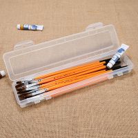 1Pc Transparent Brush Painting Pencils Storage Box Watercolor Pen Container Drawing Tools Bin Sturdy Plastic Stationery Storage