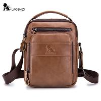 LAOSHIZILUOSEN Vintage Crossbody Bag for Men Top Layer Genuine Leather