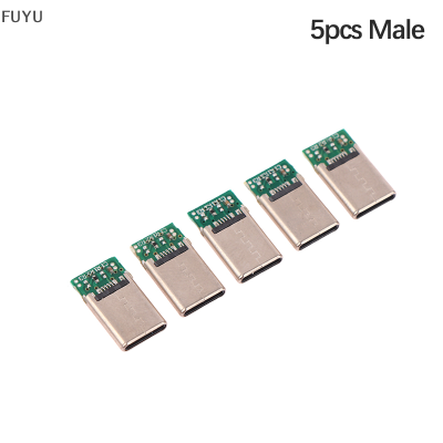 FUYU 5/10pcs USB3.1 typec ตัวเชื่อมต่อชาย/หญิง JACK TAIL USB ชายปลั๊กไฟฟ้าเชื่อม DIY Data CABLE Support PCB BOARD
