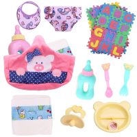 Baby Doll Diaper Bag with Feeding Accessories Set for Reborn Baby Doll 14 - 16 Inch amp;12-18 Inch Doll Mommy Bag with Accessories