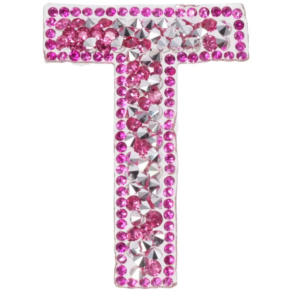 26 PCS Rhinestone Pink Iron On Letters A-Z Alphabet Pink