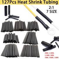 127Pcs/Lot Black 2:1 Heat shrink Thermoresistant Tube Car Shrinking Tubing Electrical Wire Wrap Sleeve Cable Insulation Sleeving Cable Management