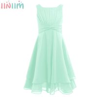 ZZOOI iiniim Flower Girls Dress Chiffon Knotted High-waisted Princess Dress Kids Teenager Pageant Birthday Party Vestidos Prom Dresses