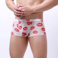 （A NEW） SexyPrinted Underwear Men TransparentBriefs BulgePanties MaleDay HusbandMans Underpants