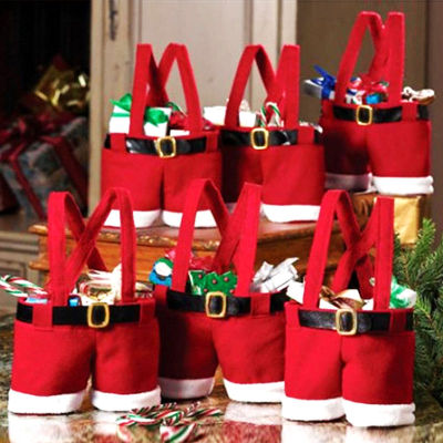 【Free Shipping】กระเป๋าของขวัญคริสต์มาสสร้างสรรค์ซานตาคลอสของขวัญวันคริสต์มาสอีฟกางเกงกระเป๋ากระเป๋าโท้ทรูปทรง