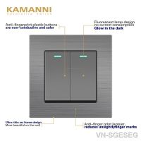 【DT】hot！ KAMANNI Wall With Indicator Lightes 2 Gang 2Way Luxury Push Switches Aluminum Alloy Panel 220V