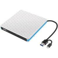 HOT-External DVD CD Drive with USB 3.0 and Type-C , Portable USB CD-RWDVD-RW Writer Reader Player Burner for Win10Win7