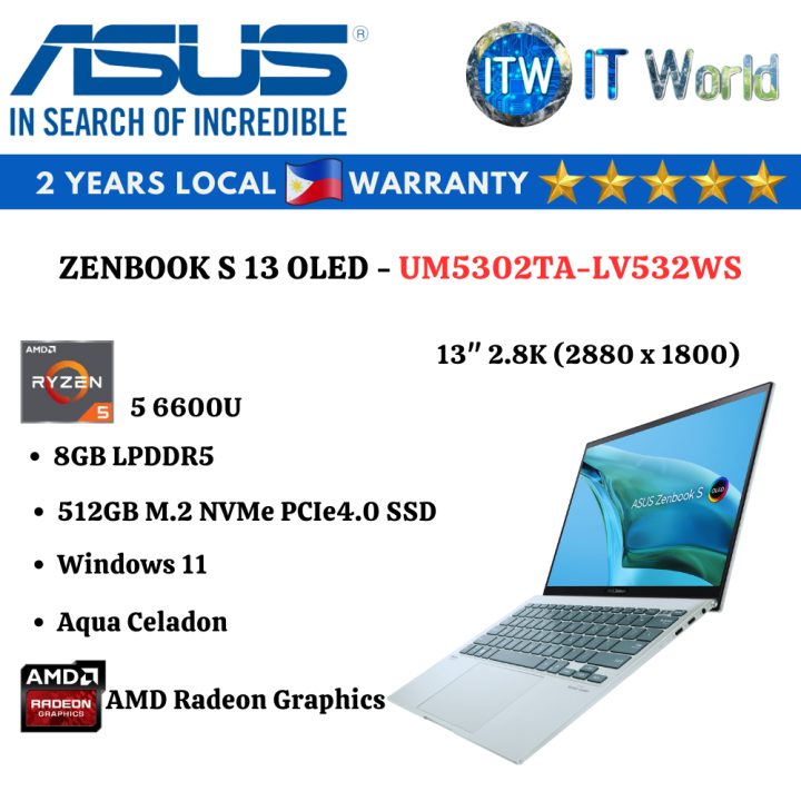 ASUS Zenbook S 13 OLED AMD Ryzen 5 6600U | 8GB LPDDR5 | 512GB SSD ...