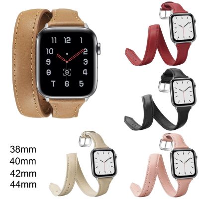 ▩ สายนาฬิกาคู่สำหรับ Apple Watch iWatch 40 44 มม. 38 42 มม. ยาวพิเศษสร้อยข้อมือสายหนัง Cowhide สำหรับ Series 6 5 4 3 2 สายนาฬิกา