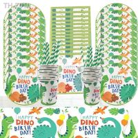 ⊙✉ Dinosaur Party Supplies Dinosaur Tableware Set Happy Birthday Party Decorations Kids Boy Jungle Safari Party Baby Shower Favors