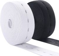 ✌✻ 5Meter Buttonhole Knit Stretch Elastic Band 15-25MM Wide Elast-or Sewing Wire Webbing ​White/Black DIY Sewing Accessories