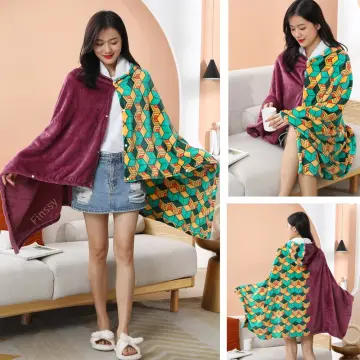 Autumn Winter Women Flannel Robe Cosplay Anime Kamado Nezuko