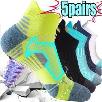 5/1Pairs Thickened Towel Bottom Running Socks Cotton Boat Socks Non-slip Deodorant Breathable Marathon  Professional Sports Sock Socks Tights