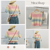 mira เสื้อครอปสีพาสเทล มินิมอล 2286#