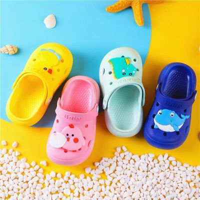 ✟✐﹉ Pull-back baby slippers summer 1-8 years old 9 children girls indoor and outdoor boys soft-soled clogs cute little dinosaur cost-effective