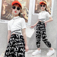 Baby Girls Clothes Summer Outfits Letter Printed Slim Short T-shirts Loose Sweat pants 5 6 7 8 9 10 11 12 14 Years Children sets