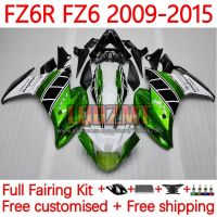 กรอบสำหรับยามาฮ่า FZ6 R FZ 6R FZ-6R FZ6R 2009 2010 2011 2012 2013 2014 2015 FZ6N 09 10 11 12 13 14 15โคมไฟแฟริ่งสีเขียว31No 6