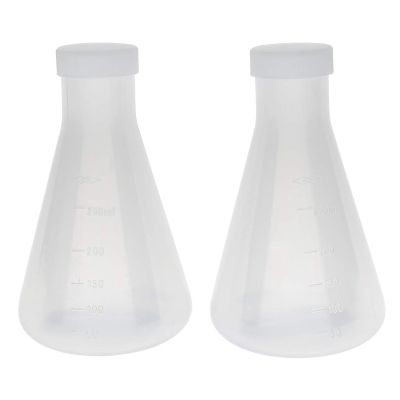 Laboratory Graduated Plastic Conical Erlenmeyer Flask, Measurable, Smooth Thick Wall, Two Bottles of 250Ml