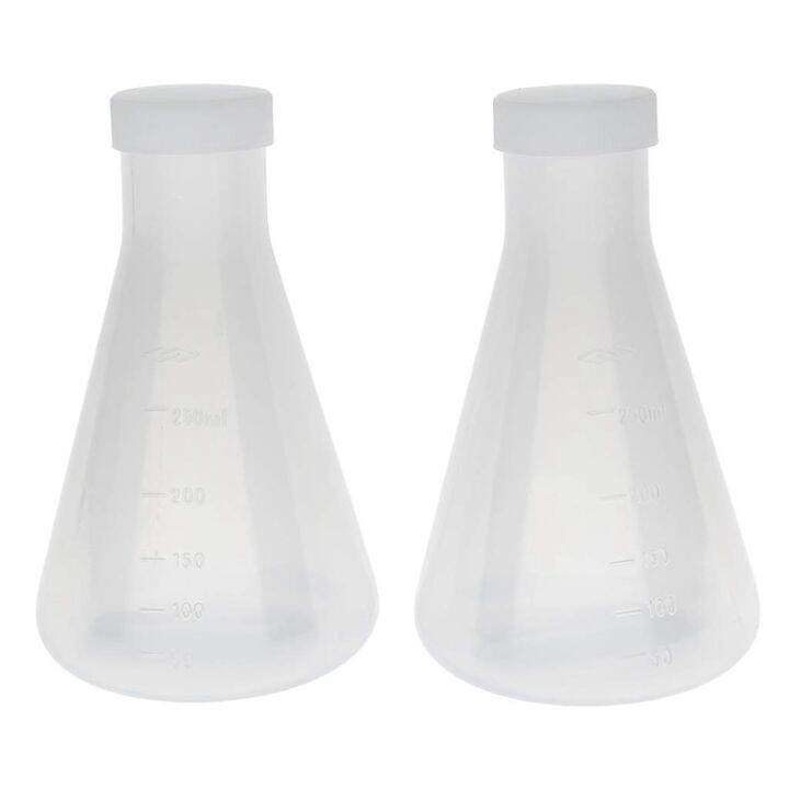 Laboratory Graduated Plastic Conical Erlenmeyer Flask, Measurable, Smooth Thick Wall, Two