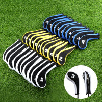 กอล์ฟคลับหัวเหล็กครอบคลุม10ชิ้น Neoprene กอล์ฟ Headcovers กอล์ฟคลับเหล็กพัตเตอร์ป้องกันชุดจำนวนพิมพ์ด้วยซิปคอยาว