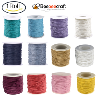 Beebeecraft 1 Roll 1mm Waxed Cotton Thread Cords for Jewellery Making Knotds Making Mixed Color