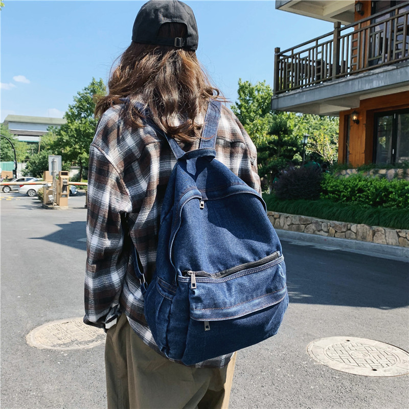MiCoolker Women Men Casual Canvas Denim Backpack College School Backpack Lightweight Travel Back Packs Daypack Girls Backpacks 