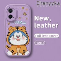 เคส Chenyyka สำหรับ A96 OPPO เคส A36 A76ลายเสือโดราเอมอนบางดีไซน์ใหม่เคสโทรศัพท์มีลายนุ่มหนังฝาปิดด้านหลังเลนส์เต็มรูปแบบเคสป้องกันกล้องกันกระแทก