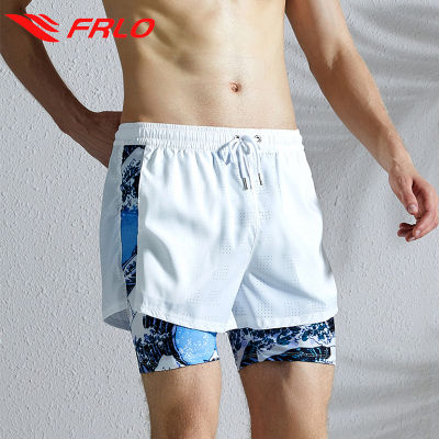 FRLO กางเกงว่ายน้ำชาย M-5XL กางเกงกีฬาขาสั้นผู้ชาย กางเกงมีซับเลคกิ้ง Doubel Layer ชุดว่ายน้ำ 50-160KG wearable รุ่นQ21008-1