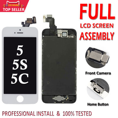 Aaa จอแสดงผลประกอบเต็มรูปแบบสำหรับ Iphone 5 5S 5c หน้าจอ Lcd ชิ้นส่วนที่สมบูรณ์แผงหน้าจอทัชสกรีนสัมผัสที่มีปุ่มโฮมกล้องด้านหน้า