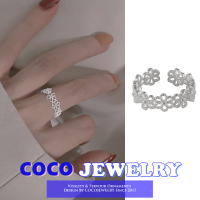 COCOJEWELRY แหวนนิ้วแฟชั่นอินเดียแหวนเปิดกลวงผู้หญิงวงกว้างที่ปรับได้เครื่องประดับ