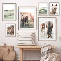 【hot】☊✱┅  Landscape Horses Farmhouse Wall Canvas Painting Posters And Prints Pictures Room