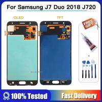 Oled 5.539;39; สำหรับ J720 Samsung Galaxy J7 Duo Sm-J720f J720f Sm-J720m หน้าจอจอ LCD Digitizer