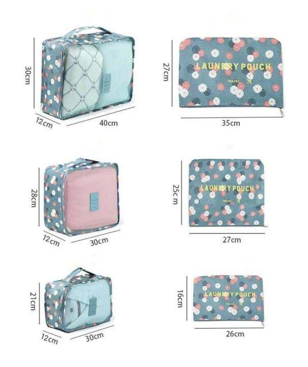 กระเป๋าจัดเซ็ต-เซทกระเป๋าจัดระเบียบเดินทาง-กระเป๋าจัดของ-กระเป๋าจัดระเบียบ-1-เซทมีกระเป๋าขนาด6ไซส์คละสี