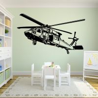 Modern Black Hawk Helicopter Wall Sticker Playroom Boy Room Army Mili Tary Airplane Biplane Wall Decal Bedroom Vinyl Home Decor